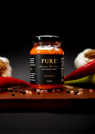 Pure Hot Sauce product photography